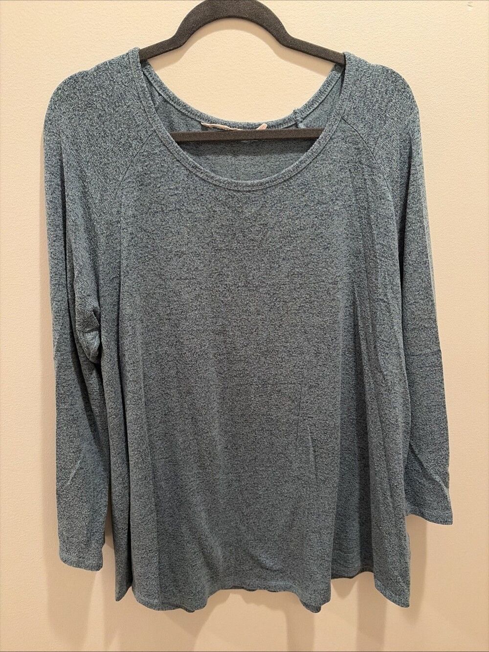 Soft Surroundings Womens 2X Peacock Blue Long Sleeve Scoop Neck Tunic Top Shirt